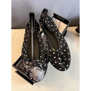 Raid Embellished Black Mesh Wide Fit Slip On‎ Black Ballet Shoes Size 6